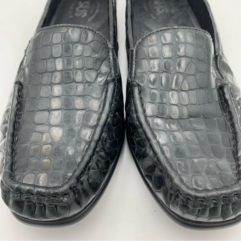 SAS Tripad Comfort Loafers Flats Black Croc Embossed Slip On Shoes Womens‎ Sz 8